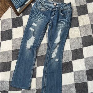 Mossimo Supply Co. Women's Straight Leg Ripped Jeans - Blue